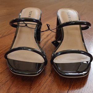 Torrid Double Band Flared Heeled Mules (Dark Brown), Size 8 WW